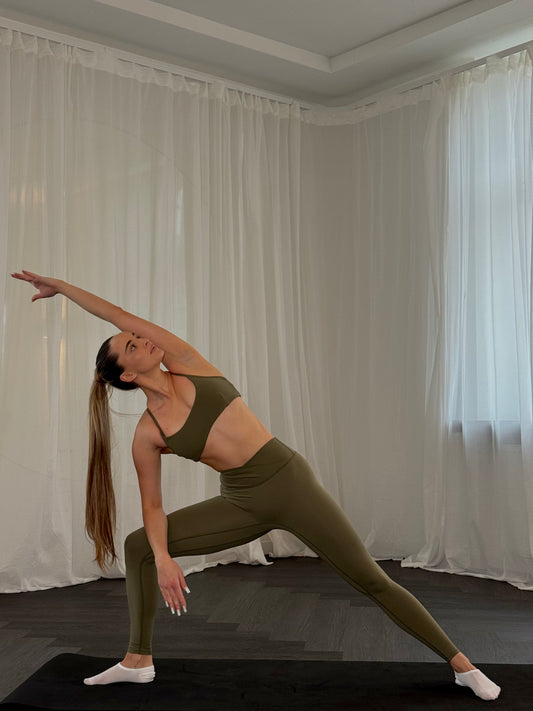 BALLET V-Waist Leggings - Olive Green