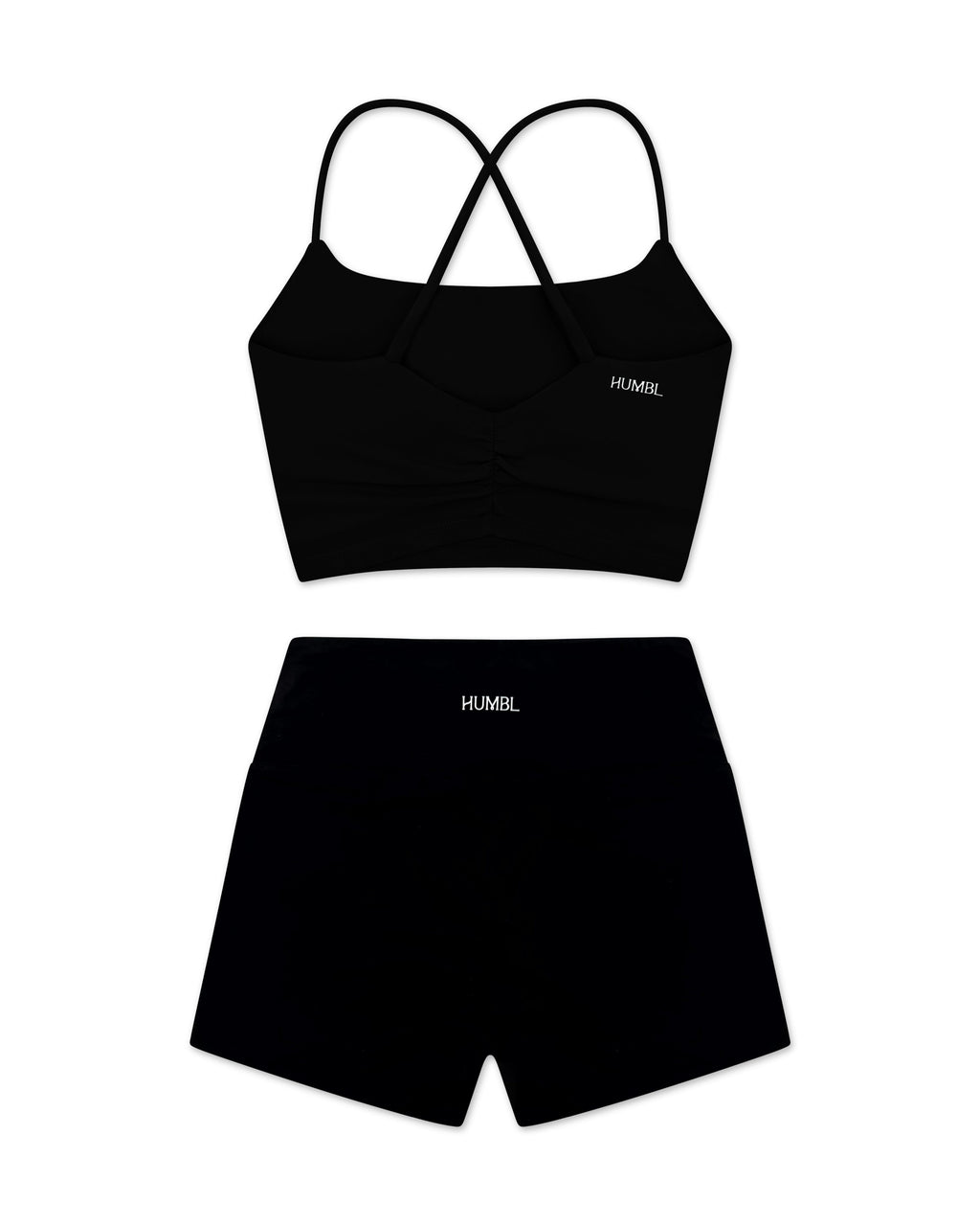 GROOVE Cross-Back Crop Top + High-Waisted Booty Shorts - Black - Humbl Her