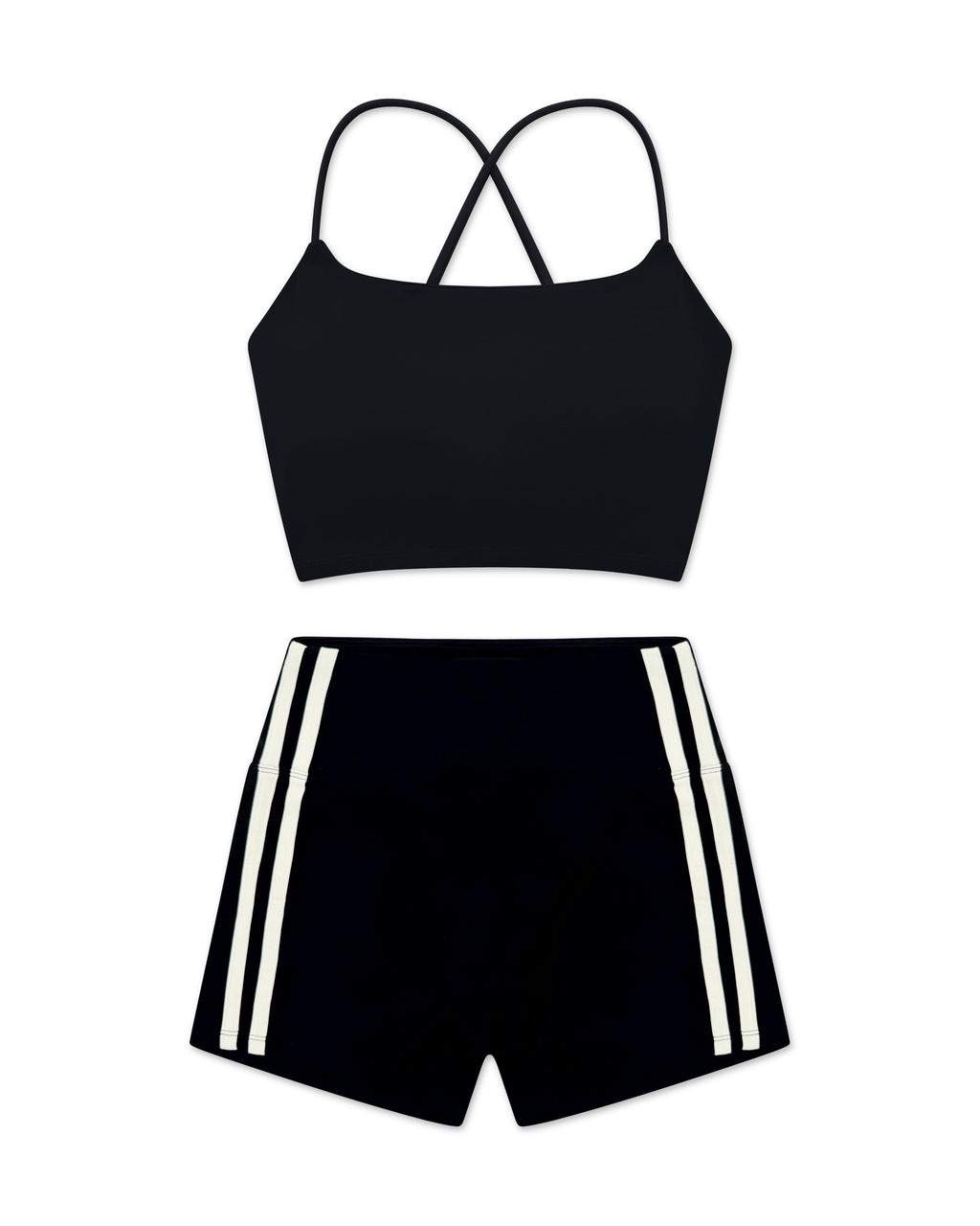 GROOVE Cross-Back Crop Top + High-Waisted Booty Shorts - Black - Humbl Her