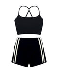 GROOVE Cross-Back Crop Top + High-Waisted Booty Shorts - Black - Humbl Her