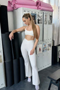 BALLET V-Waist High-Rise Flare Leggings - Off White - Humbl Her