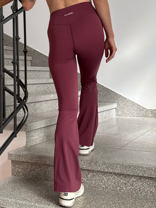 BALLET V-Waist Flare Pants - Burgundy