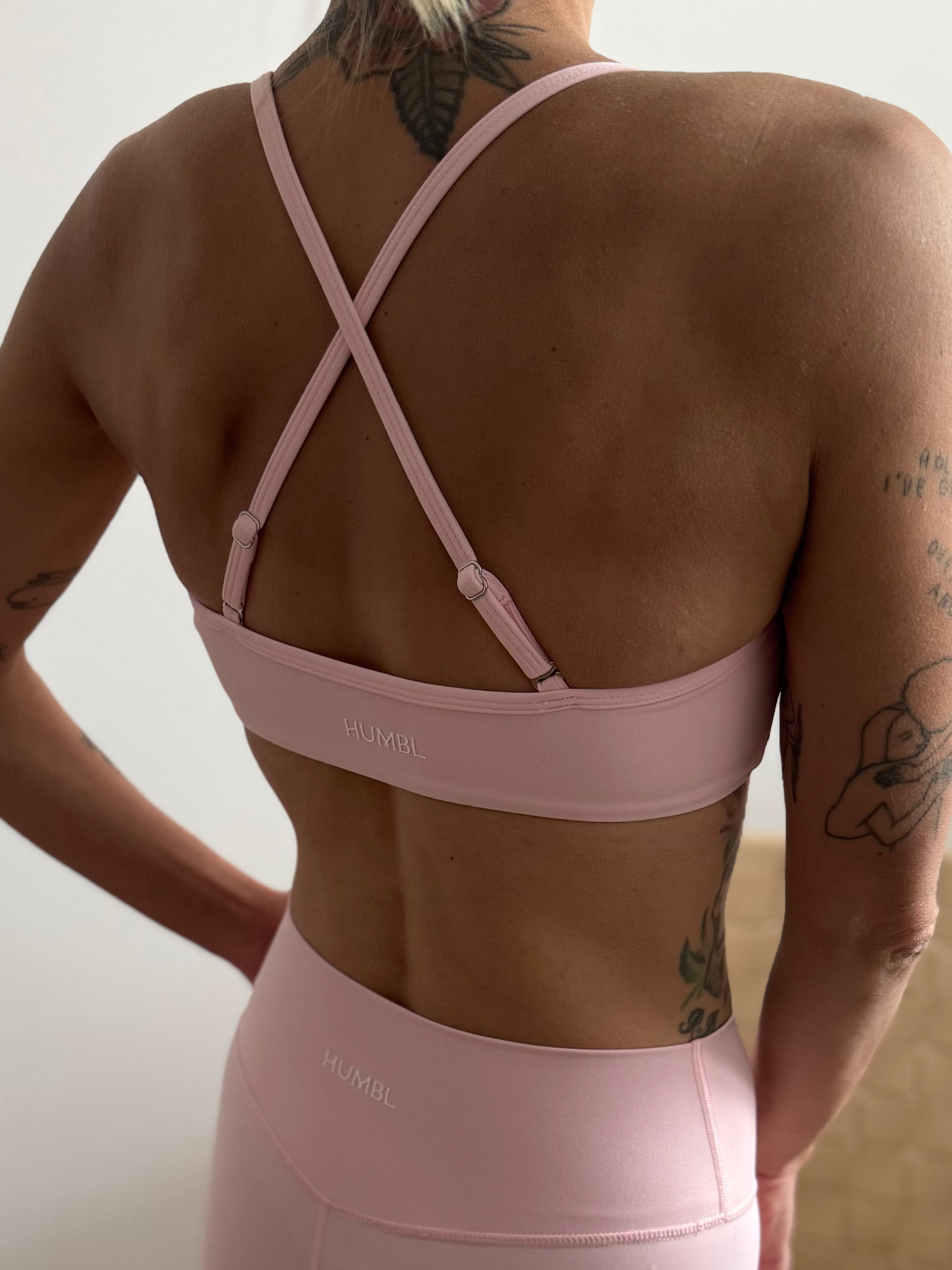 BALLET Convertable Cross or Straight Strap Sports Bra | Light-to-Medium Support - Pink - Humbl Her