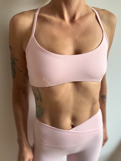 BALLET Cross-Back Adjustable Sports Bra - Pink