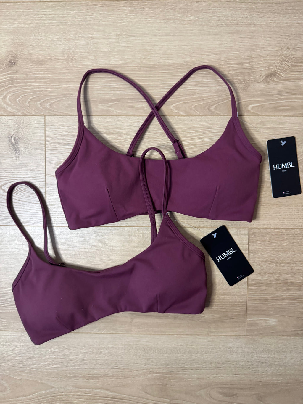 BALLET Convertible Strap Sports Bra – Cross-Back or Straight | Light-to-Medium Support - Burgundy - Humbl Her