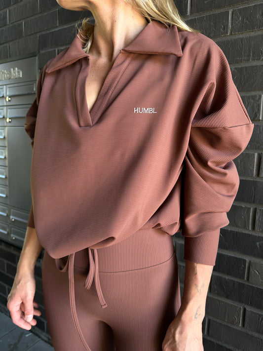 HARMONY Relaxed Fit Collared V-Neck Jumper