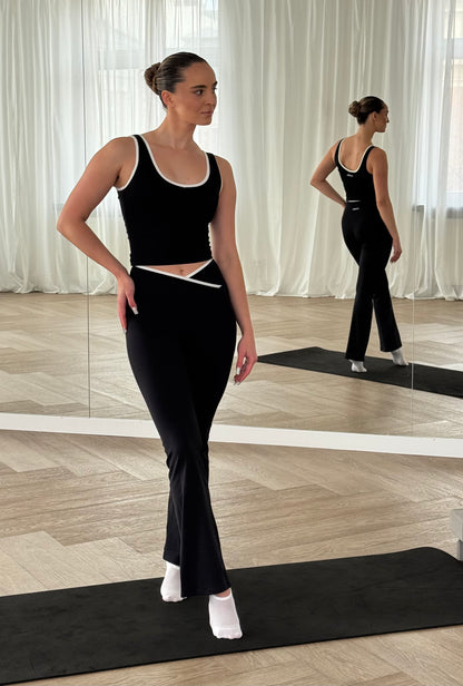 FLOW Tank Top + High-Waist Flare Leggings - Black