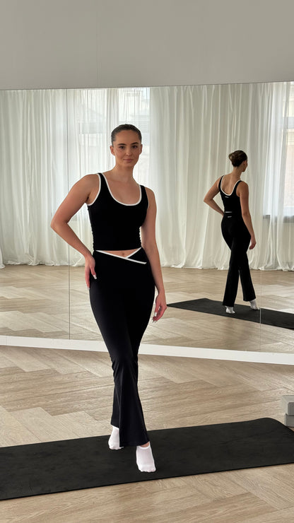 FLOW Tank Top + High-Waist Flare Leggings - Black