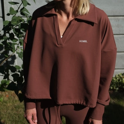 HARMONY Relaxed Fit Collared V-Neck Jumper