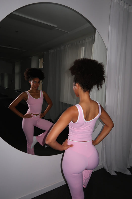 FLOW Tank Top + High-Waist Flare Leggings - Pink