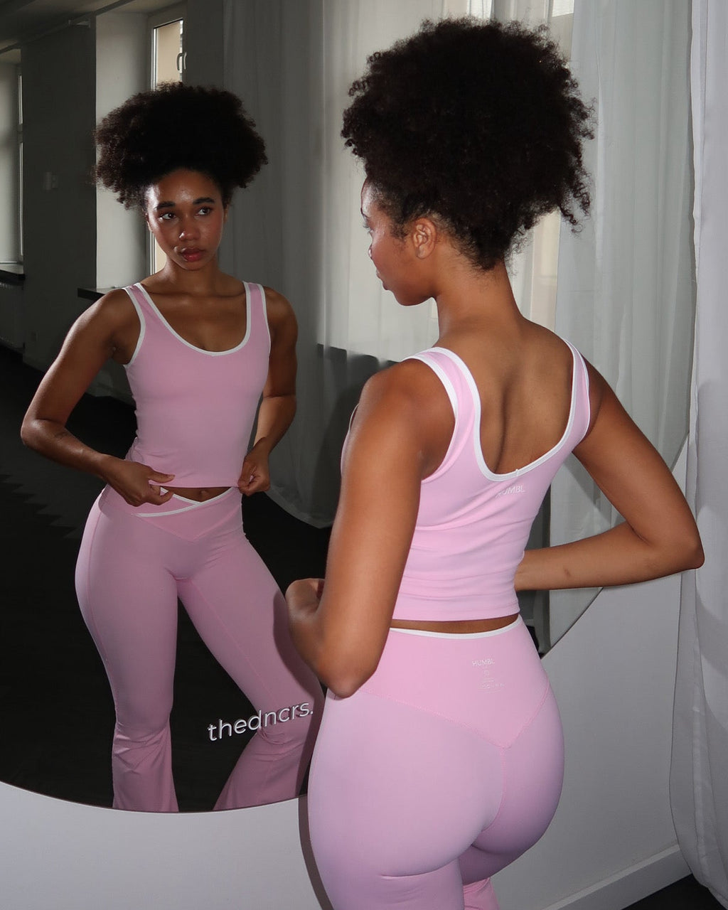 FLOW V-Waist Seamless High-Rise Flare Leggings - Pink - Humbl Her
